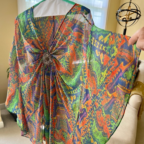 NWOT!  Shoshanna size S vintage, silk, pool coverup with caftan sleeves. - Picture 4 of 5